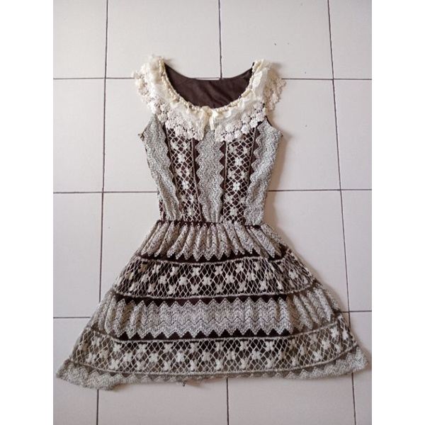 preloved baju brukat dress remaja ,anak manik-manik mutiara