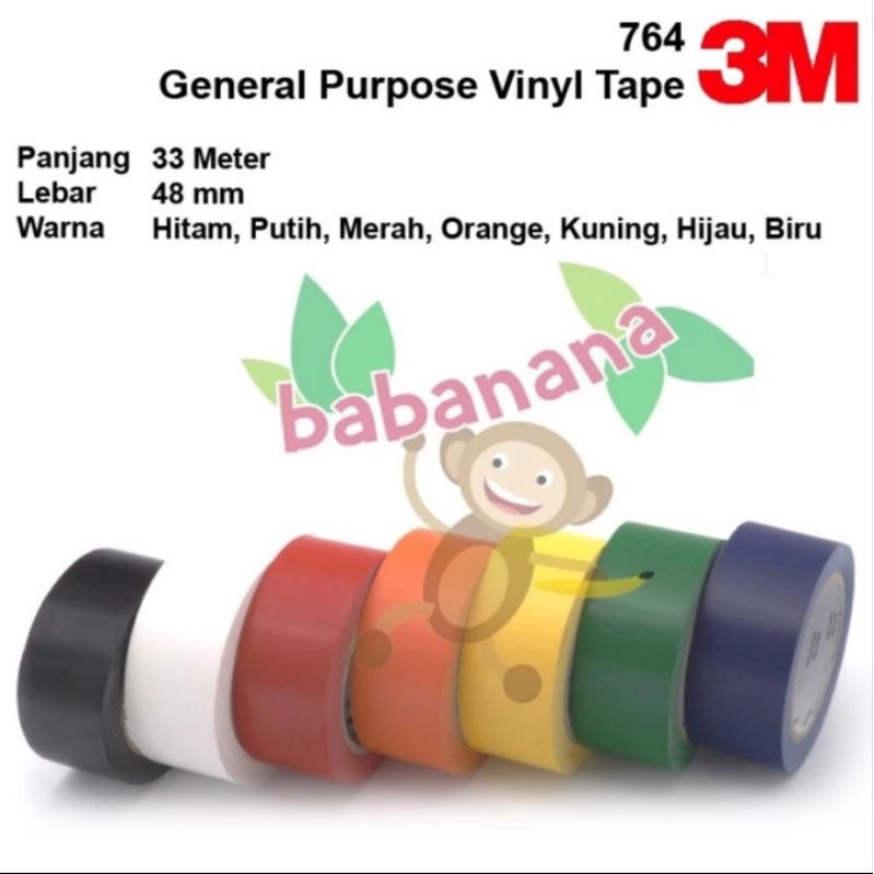 General Purpose Vinyl Tape 3M 764 Marking 33M x 48mm selotip