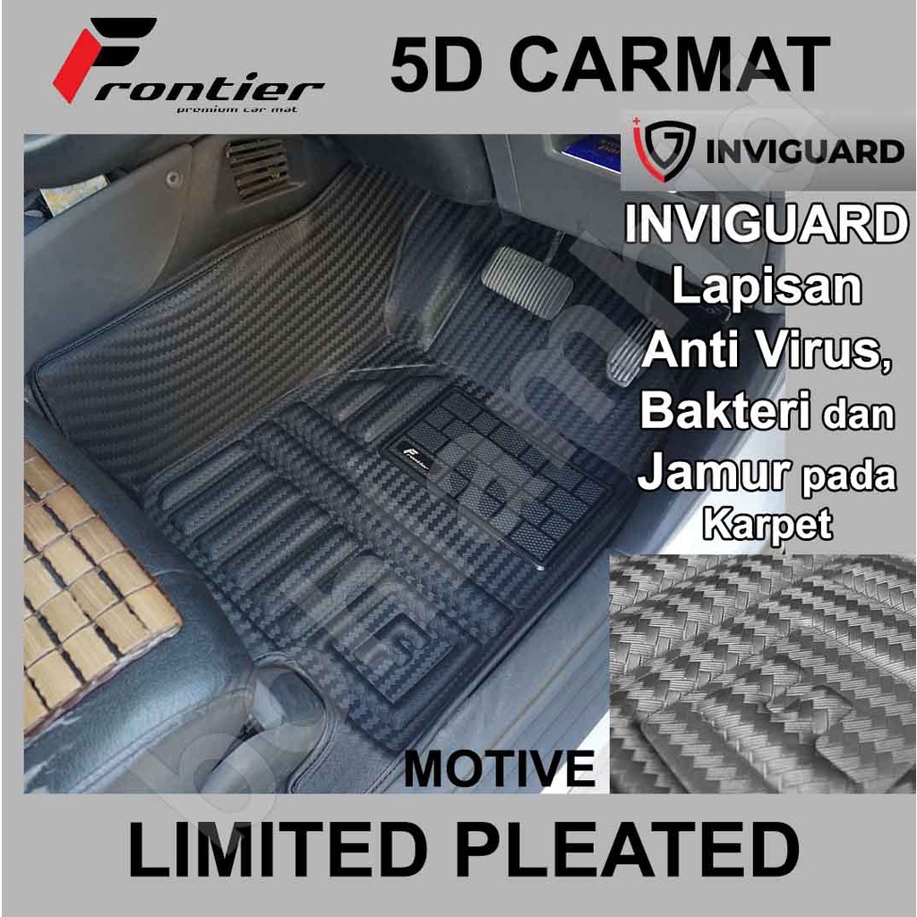 Karpet 5D Frontier PLEATED NEW FORTUNER 2016-Up 3baris+bagasi Karpet Mobil Custom Limited