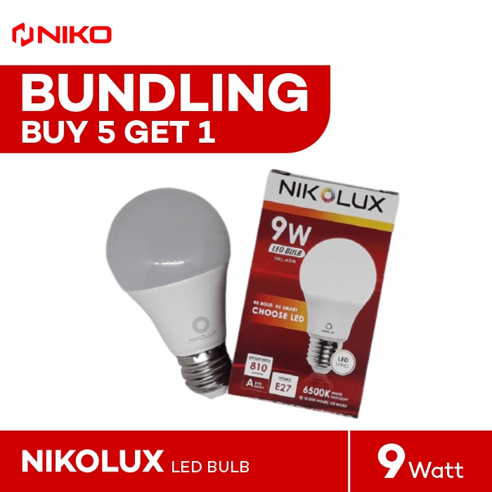Beli 5 Free 1 NIKOLUX LAMPU LED 9 WATT WHITE