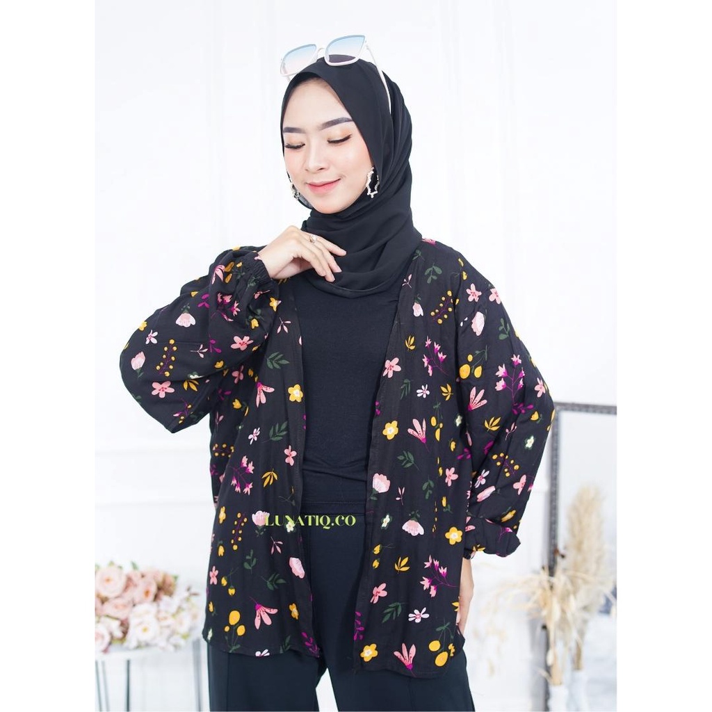 OUTER KIYOWO MOTIF LENGAN BALON | ONESET OUTER KIYOWO ROK SERUT