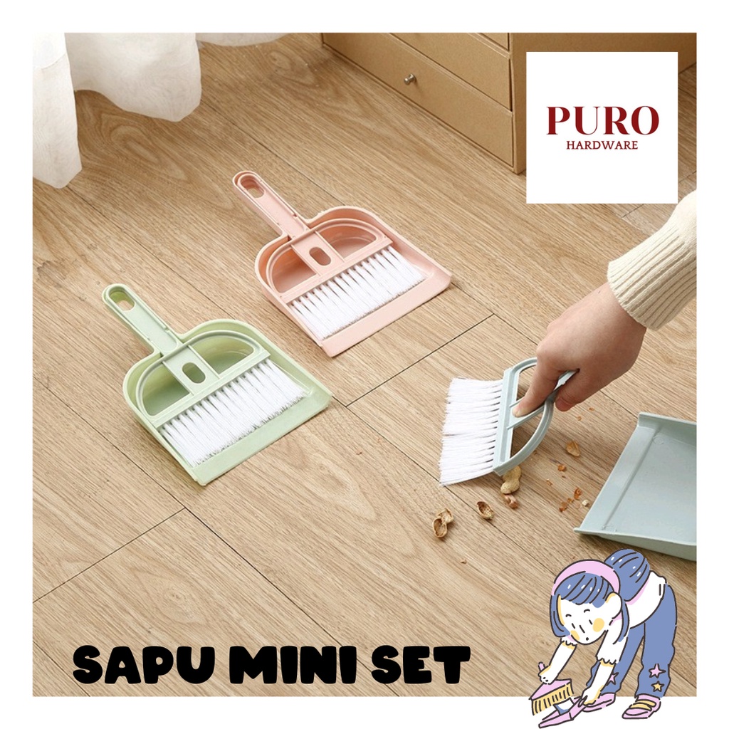 Sapu Pengki Mini Set Serok Cikrak Kecil Serbaguna / Kebersihan Karpet Mobil / Sapu Meja Laptop