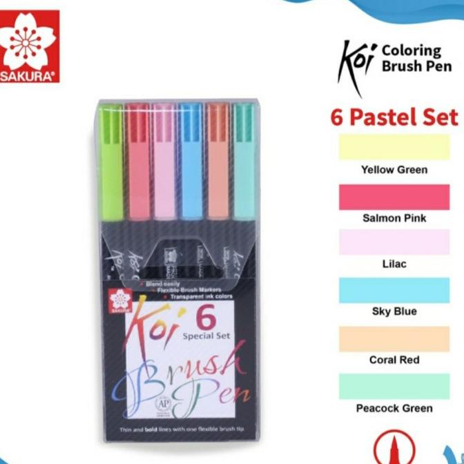 

Sakura Koi Coloring Brush Pen Set 6 Pastel Colors