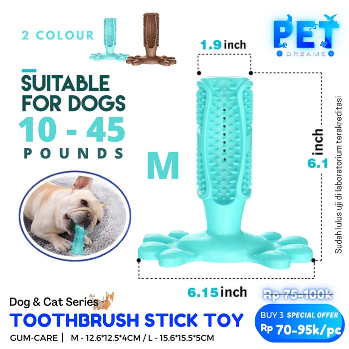 MAINAN GIGITAN ANJING PEMBERSIH GIGI DOG TOOTHBRUSH DENTAL CHEWING TOY