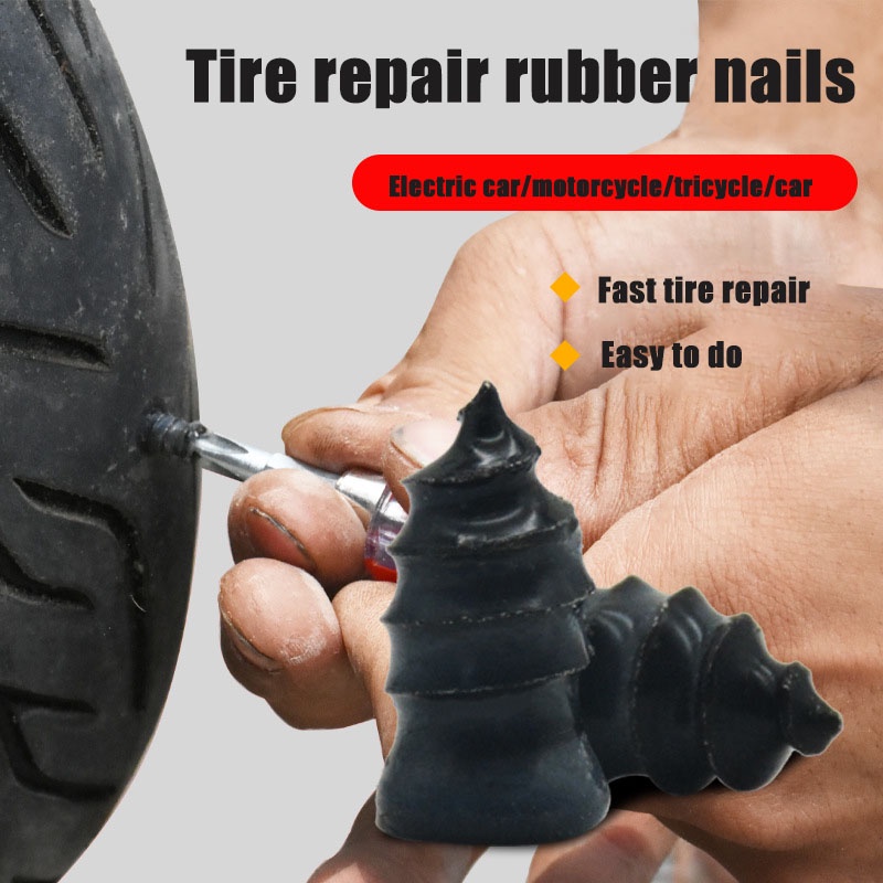 10pcs/box Sekrup Karet Tambal Ban Bocor Baut Emergency Vacuum Tyre Repair Nail Tire Repair Motor Mobil