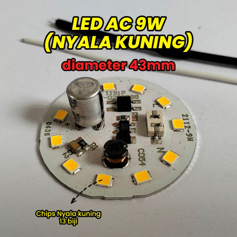 PCB LED AC 9W Mata Lampu Kuning