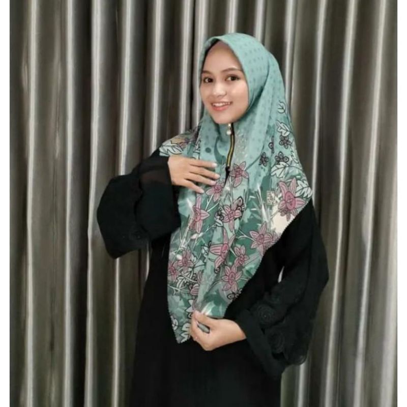 100ribu 5pcs hijab segi empat zipper resleting motif