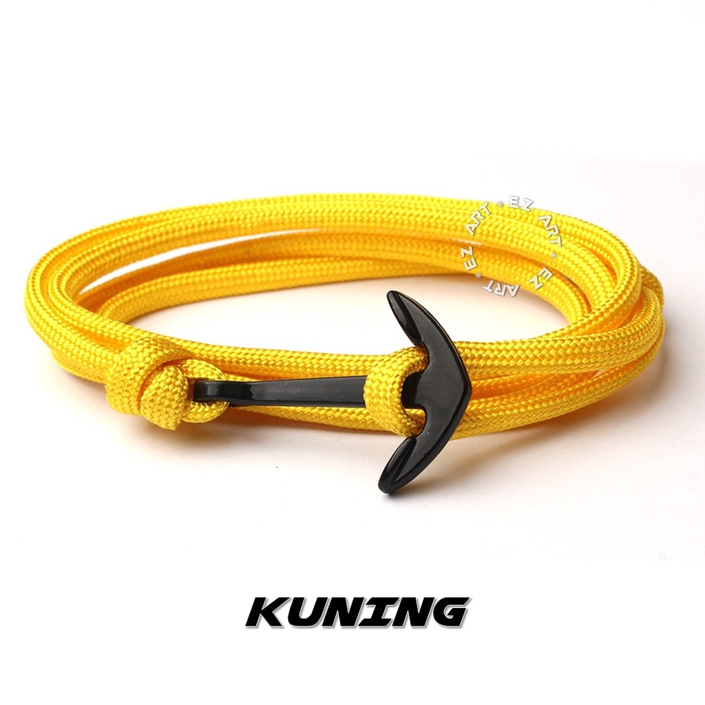 Gelang Jangkar Multilayer 4 Lilit Tali Paracord Pria Wanita Warna Polos Simple Keren Elegan Pendaki Gunung Survival