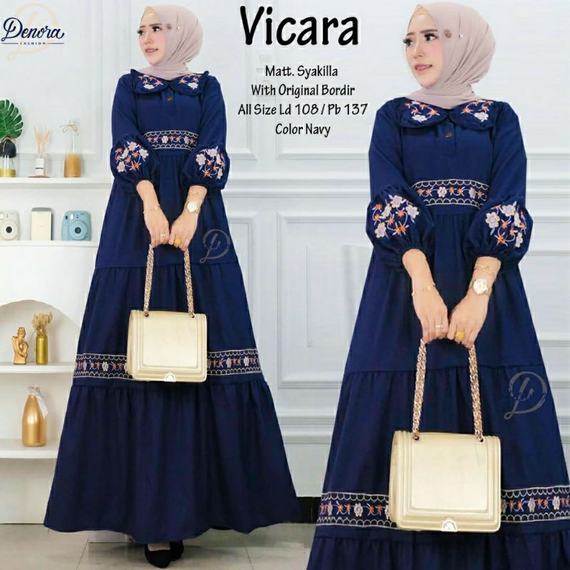 Vicara Maxy, GAMIS/MAXI DRESS MUSLIM CANTIK MODIS FIT XL LD 108 BAHAN SYAKILLA MIX BORDIR TERMURAH OOTD