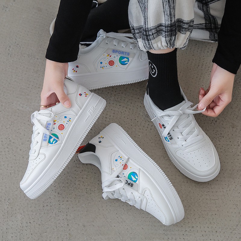 AVANCEID JINNIE LAURA Sepatu Sneakers Wanita Korea Simpel Polos Putih Import