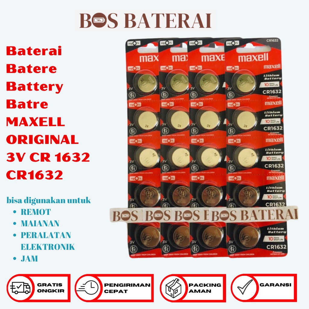 Baterai Batere Battery Batre MAXELL ORIGINAL 3V CR 1632 CR1632