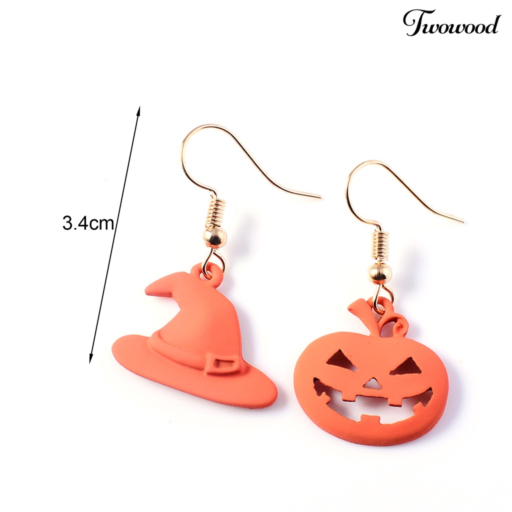 1 Pasang Anting Desain Ilustrasi Halloween Bahan Alloy