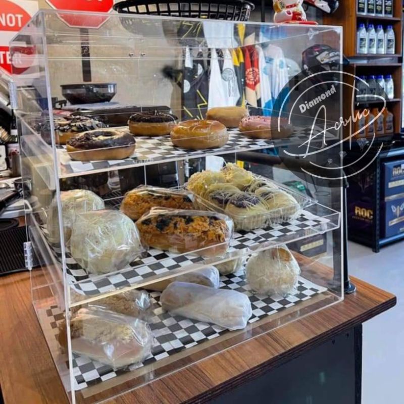 Etalase Display Makanan Akrilik / Etalase Cake, Kue, Nastar, Bolu, Donat.