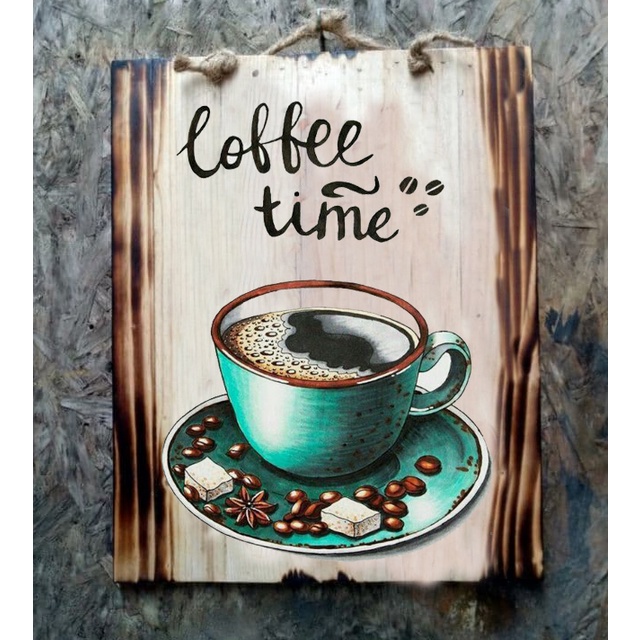 hiasan dinding dekorasi dinding lukisan kayu coffee kopi cafe