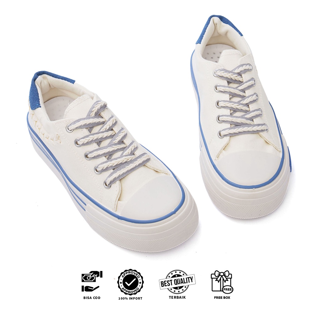 [Original Ber-Hologram] SNEAKYSHOES SEPATU WANITA SNEAKERS TALI CANVAS PREMIUM CF02