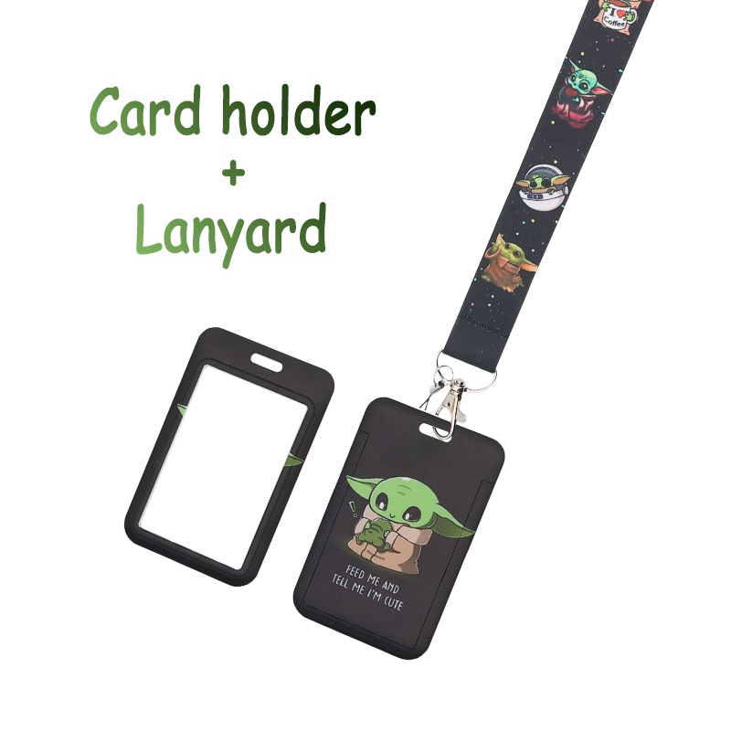 Yoda Baby Cartoon Lanyard+Card Sleeve Pelindung Lengan Dengan Lanyard Leher Untuk Kerja ID Card &amp; ID student Card