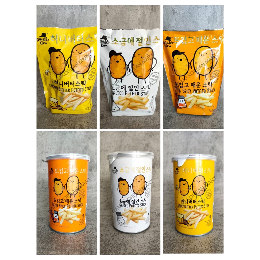 

Master Kim Honey Butter Potato Stick 70gr / Salted Potato Stick / Hot & Spicy Potato Stick / Potato Stick / Kemasan Bag / Kemasan Kaleng