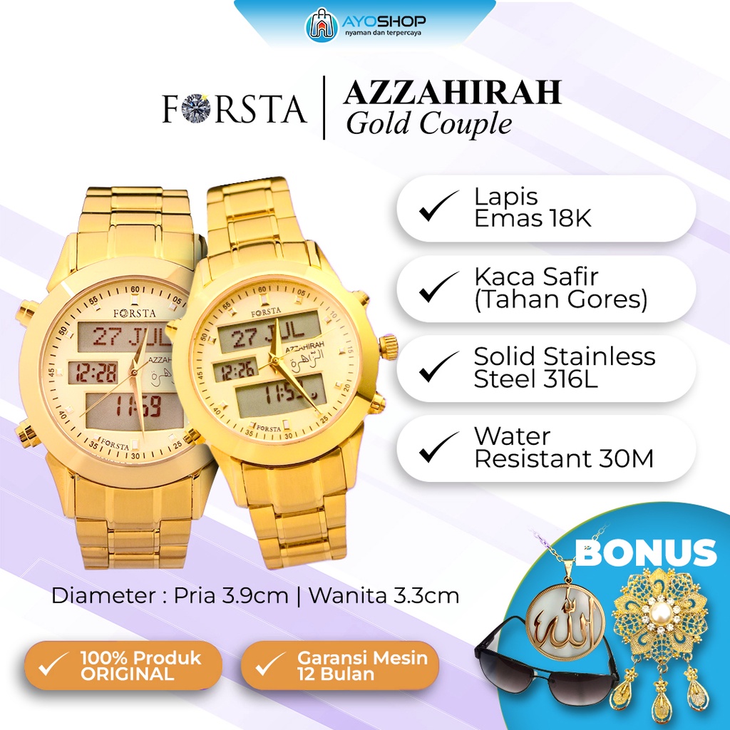 Jam Tangan Muslim Forsta Azzahirah Gold Couple