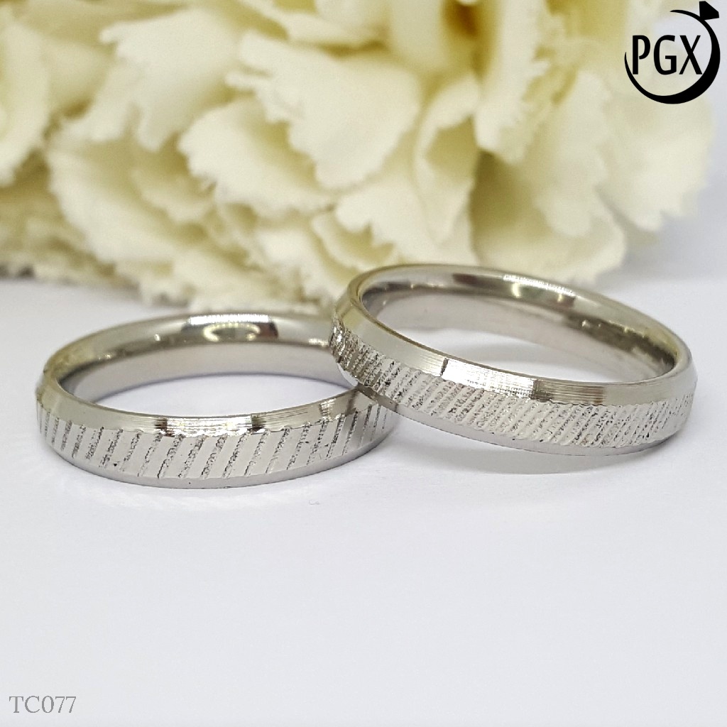 PGX Cincin Titanium Couple Tunangan Aksesoris Fashion Perhiasan Anti Karat - TC077