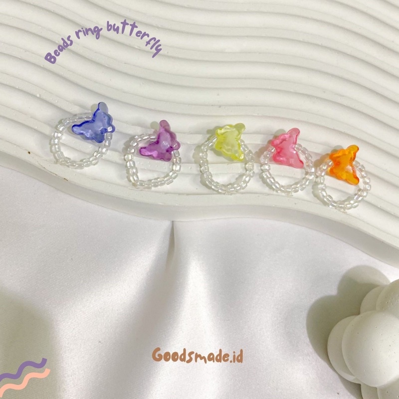 BEADS RING BUTTERFLY/CINCIN MANIK BENING KUPU BULAT