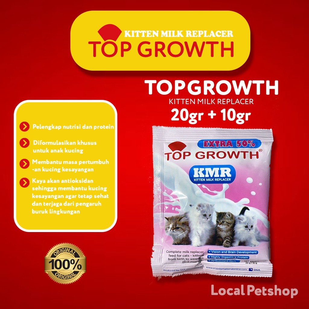 TOP GROWTH susu kucing kitten 0 - 3 bulan sachet 30 gr