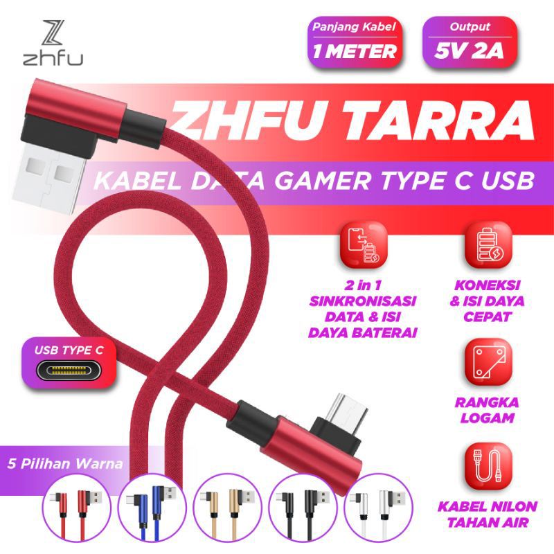 Zhfu Tarra Kabel Charger Gamer Type-C Micro Lightning Fast Charge