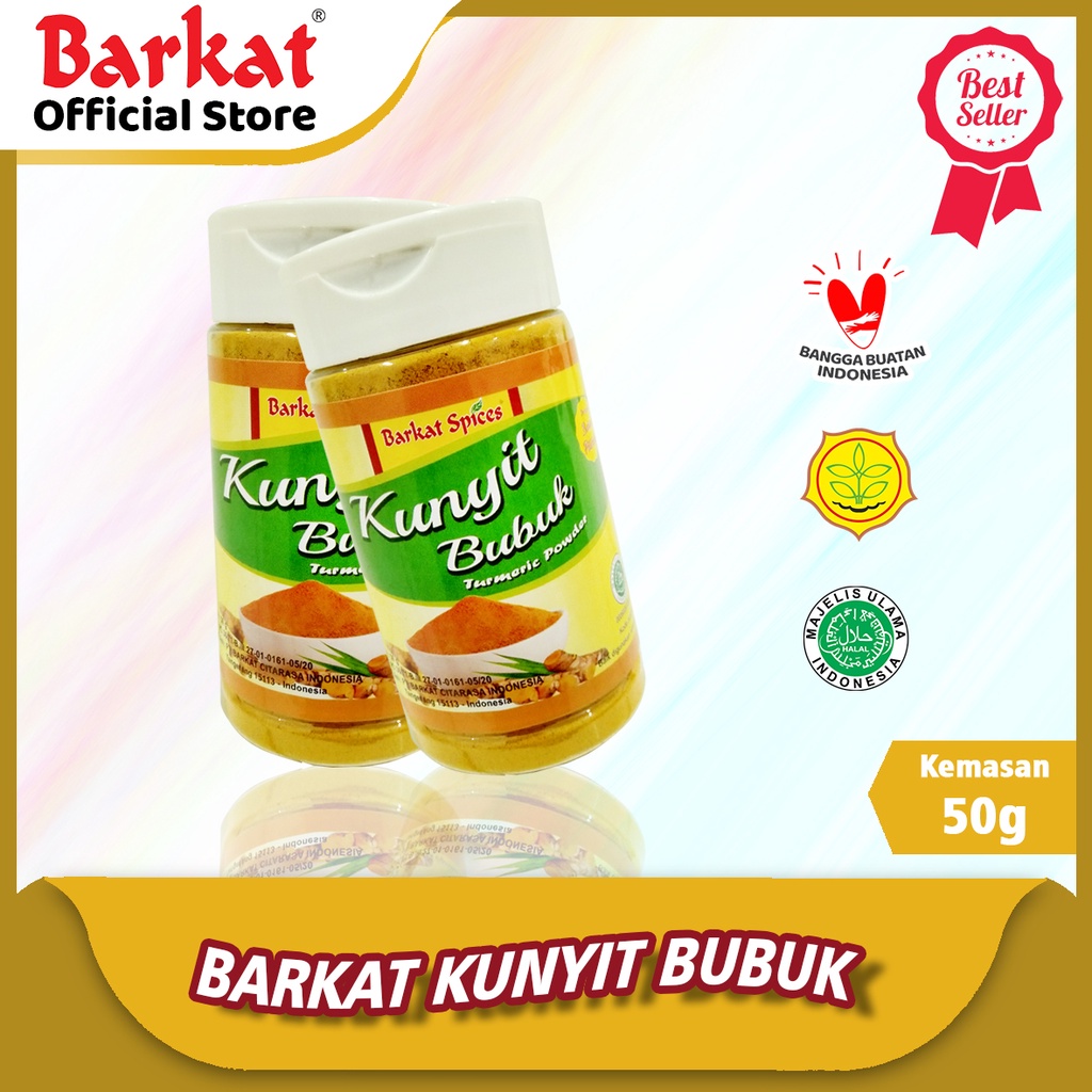 

Barkat Bubuk Kunyit Murni Original Dari Barkat Kualitas Premium Kemasan Botol 50 Gram Sejak 1939