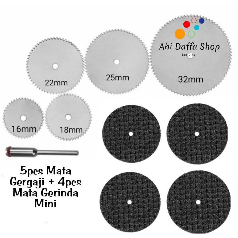 Mata Gergaji + Mata Potong Set 9pcs Mata Potong Mini Gerinda