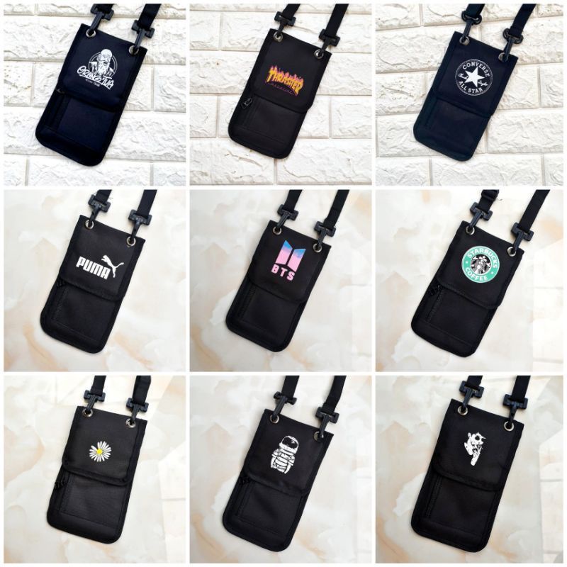 Tas Selempang Pria Wanita Tas Dompet Hp Hanging Wallet Poka