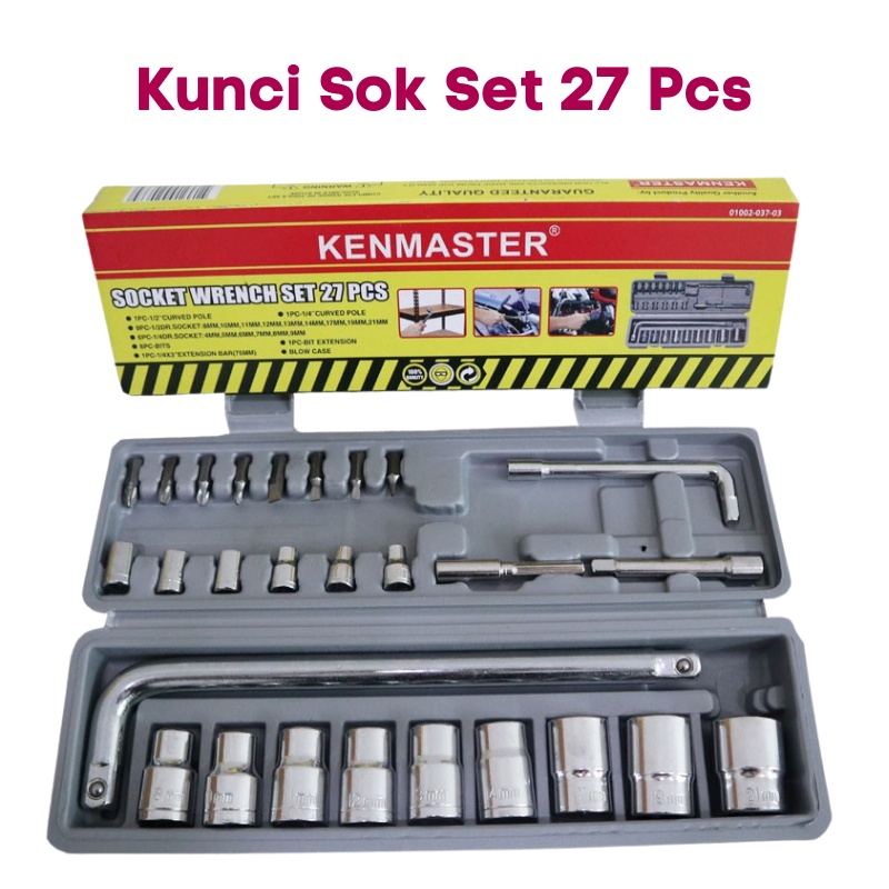 Kenmaster Kunci Shcok Set 27 Pcs Socket Wrench Set