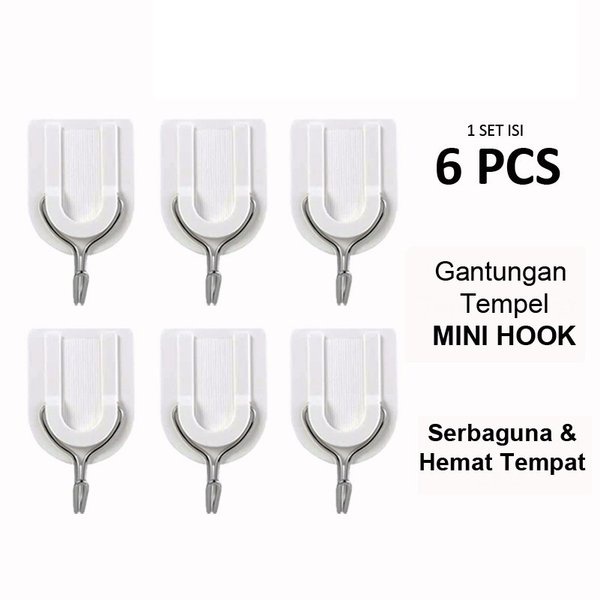 Serbagrosirmurah Hook 1 Set Isi 6 Gantungan Tempel Dinding Gantungan Hanger Gantungan tanpa paku