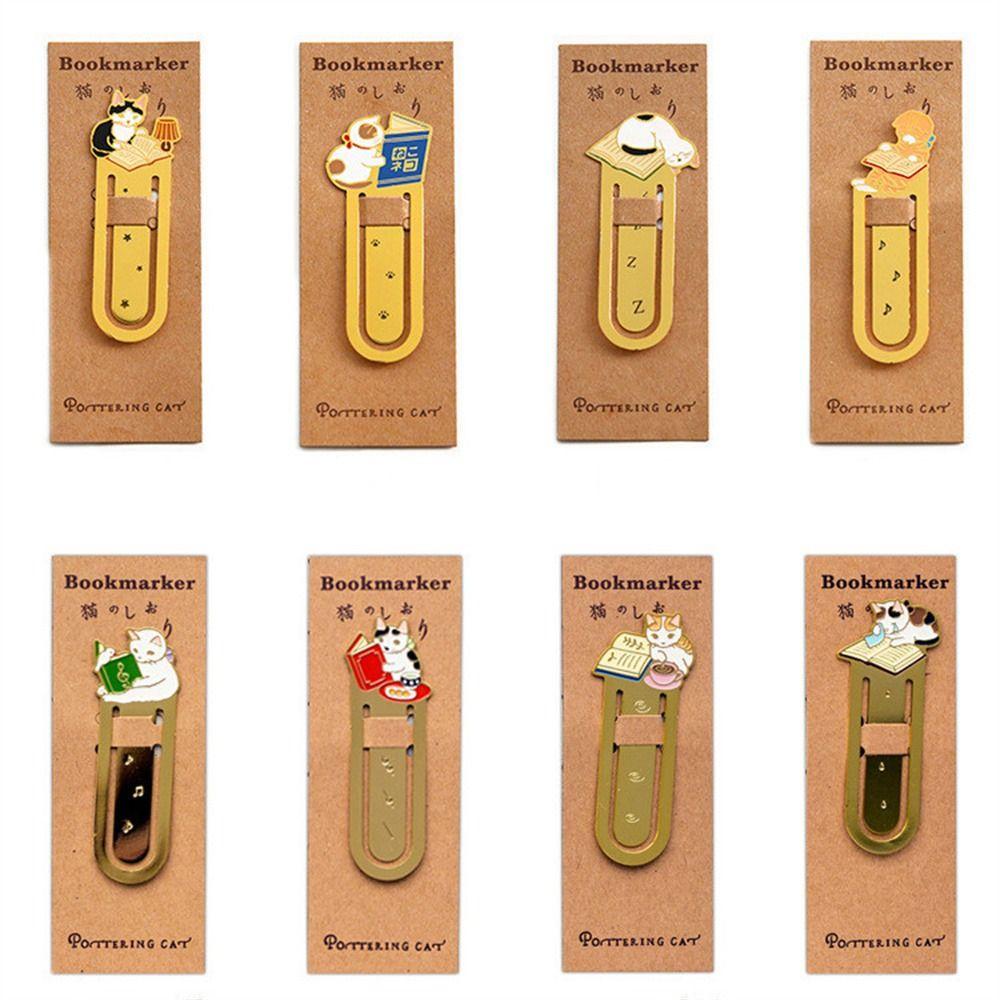 [Elegan] Bookmark Perlengkapan Kantor Alat Tulis Membaca Kertas Kartun Cilp Bookmark Kucing Jepang