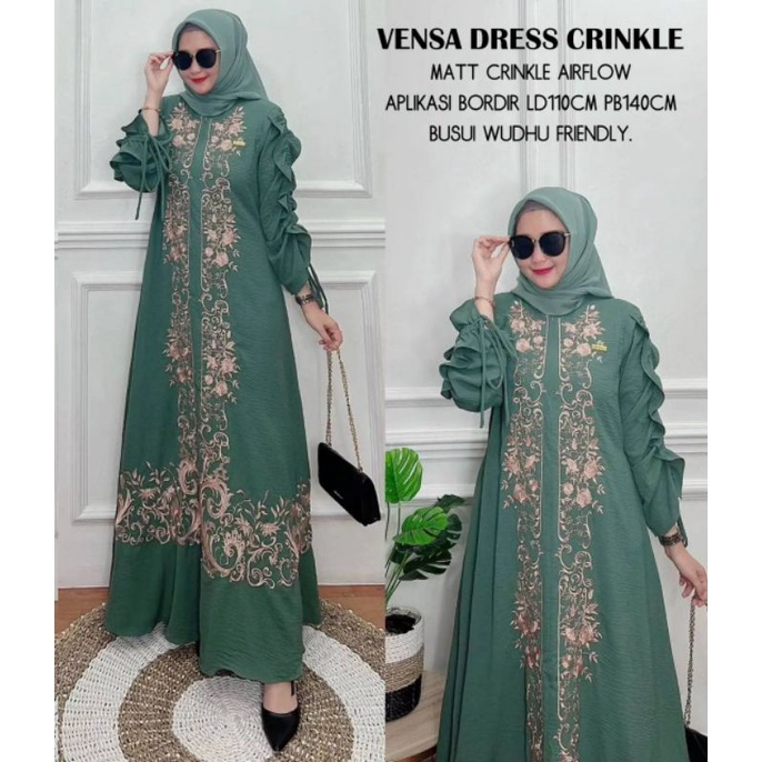 ✔COD VENSA DRESS BORDIR KEKINIAN GAMIS PESTA BORDIR KONDANGAN