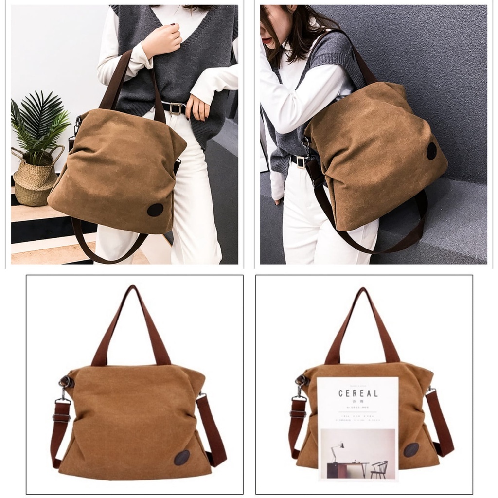 TAS SELEMPANG WANITA TOTE BAG KANVAS BESAR COKLAT DICINE KULIAH KERJA SEKOLAH SHOULDER KEKINIAN SLINGBAG TA706B7 BAHU REMAJA PREMIUM FASHION IMPORT KOREA CEWEK MURAH BATAM