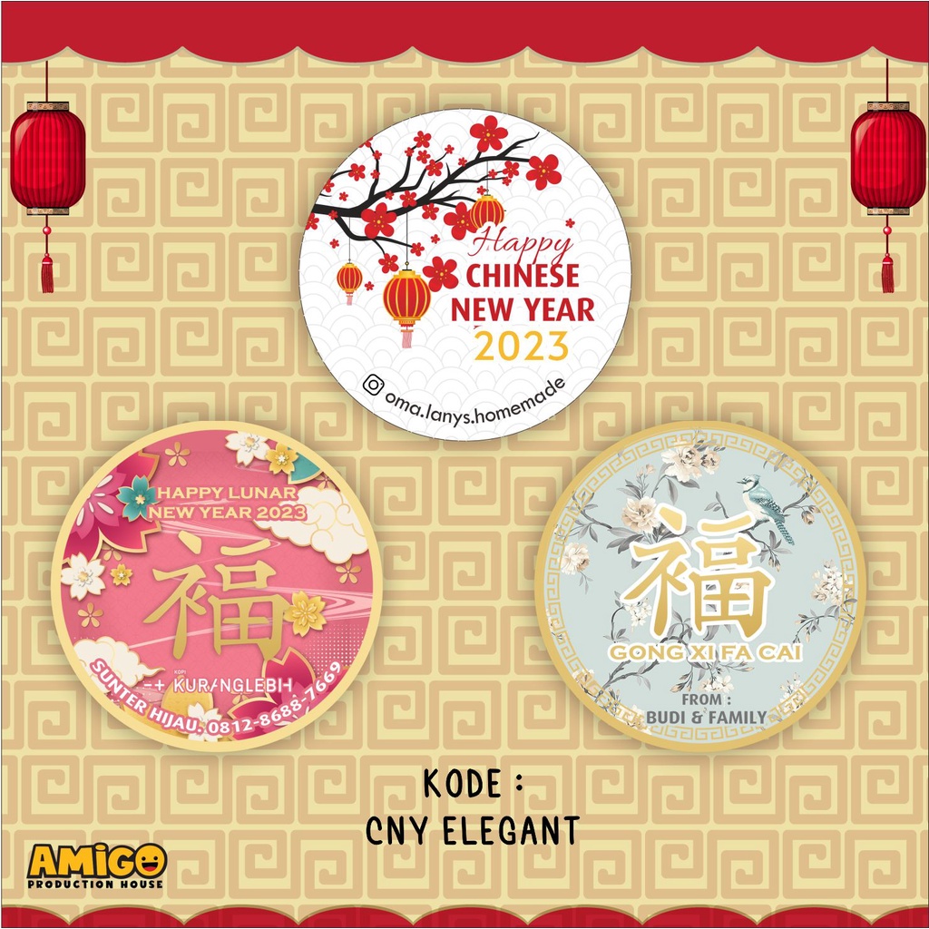 

sticker bulat packaging imlek chinese happy new year 2025 toples cookies parcel stiker label makanan