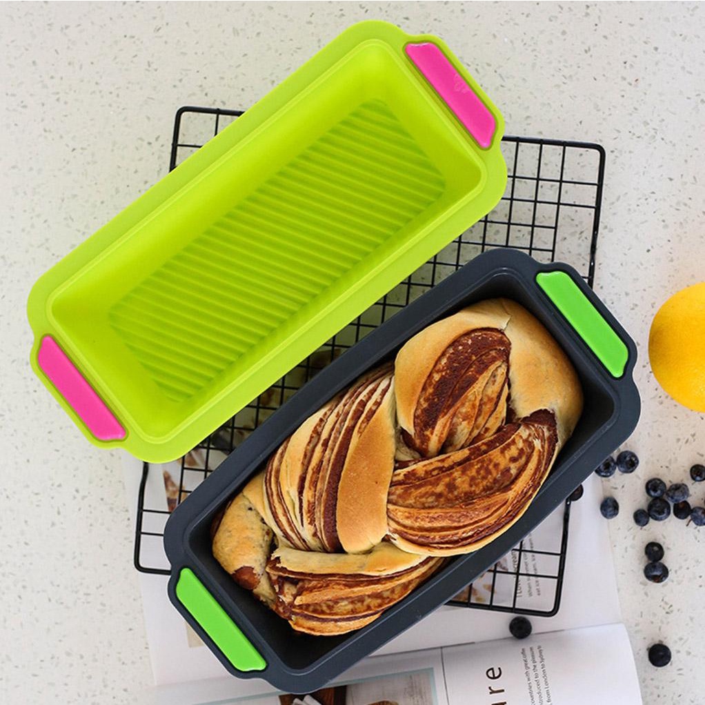 Cetakan Kue Silikon Persegi Panjang Non Stick Roti Loaf Pan Baking Tray Mould Kitchen