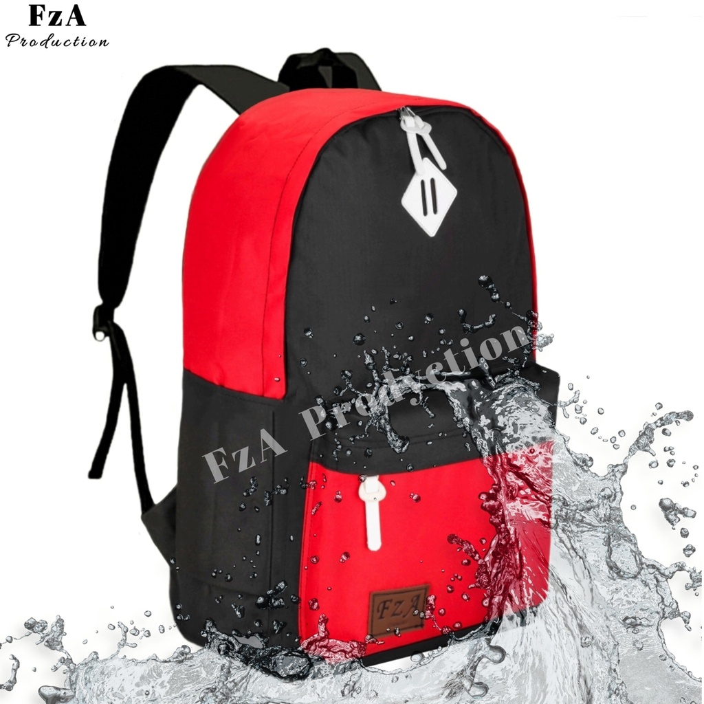 FzA Official - Tas Ransel Distro Original Casual pria Wanita / Tas Ransel Laptop / Backpack Sekolah Kuliah Distro Original Tas Punggung Laptop - Black Red