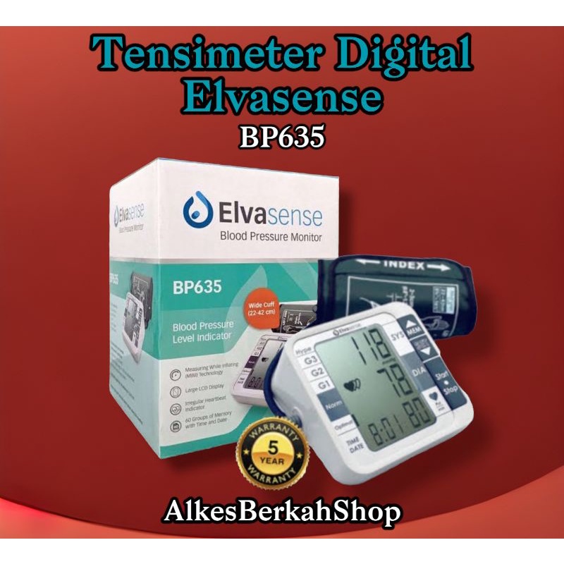 Tensimeter Digital Elvasense Bp635/Alat Tensi Bp635 Layar Lebar