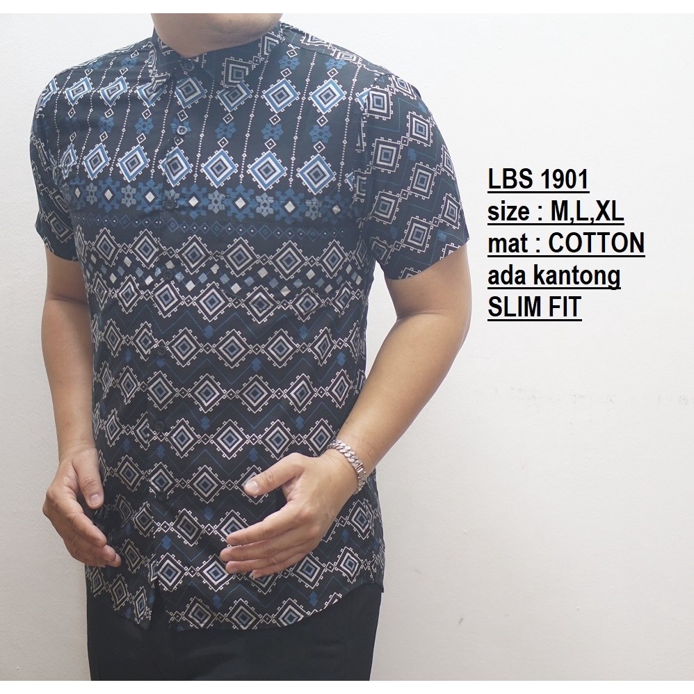 Baju Batik Pria Slimfit Kemeja Lengan Pendek Slim Fit LBS 1901