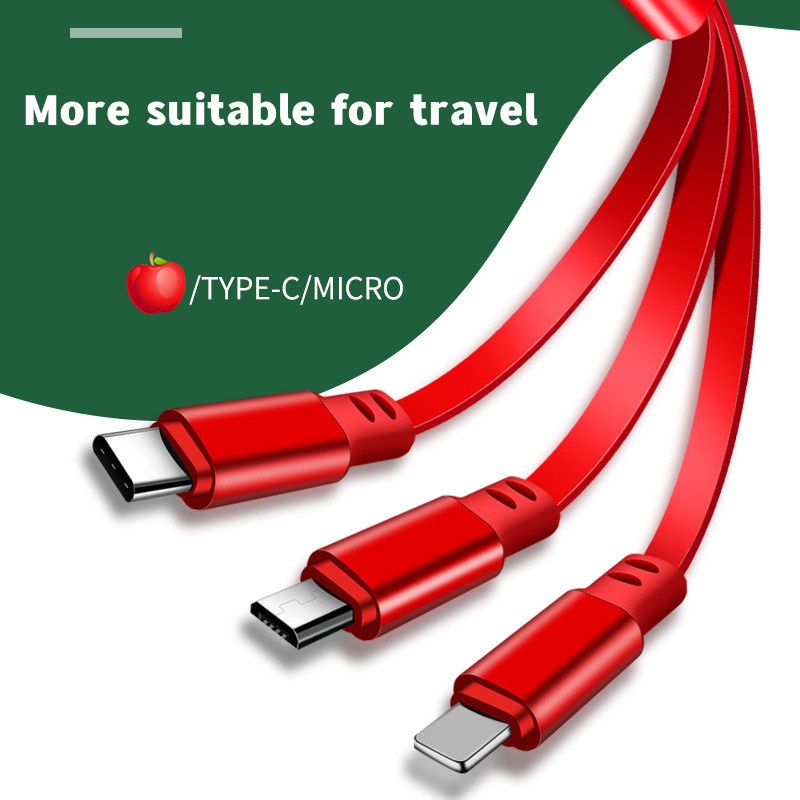 Kabel Data / Charger Usb Tipe C 3A 3 In 1 Panjang 1.2m Untuk Android