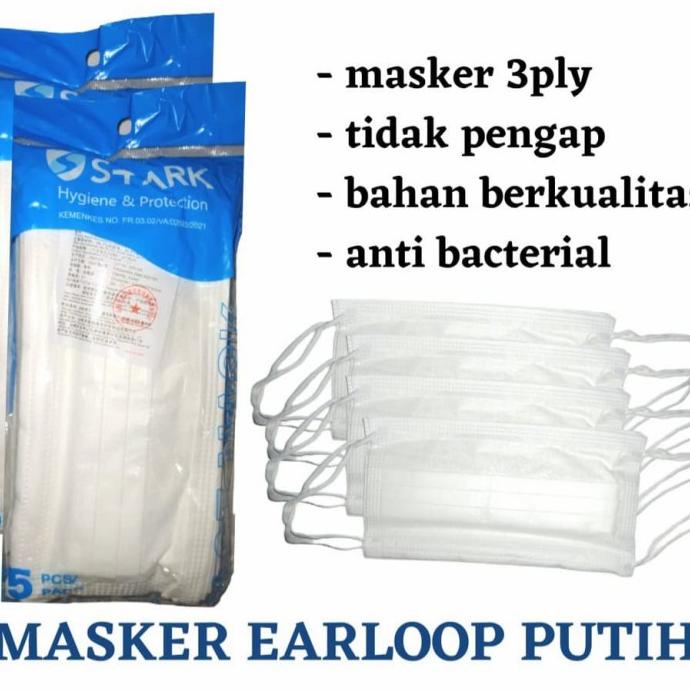 earloop stark masker putih isi 50pcs 3ply t-darlianis2 Ayo Order