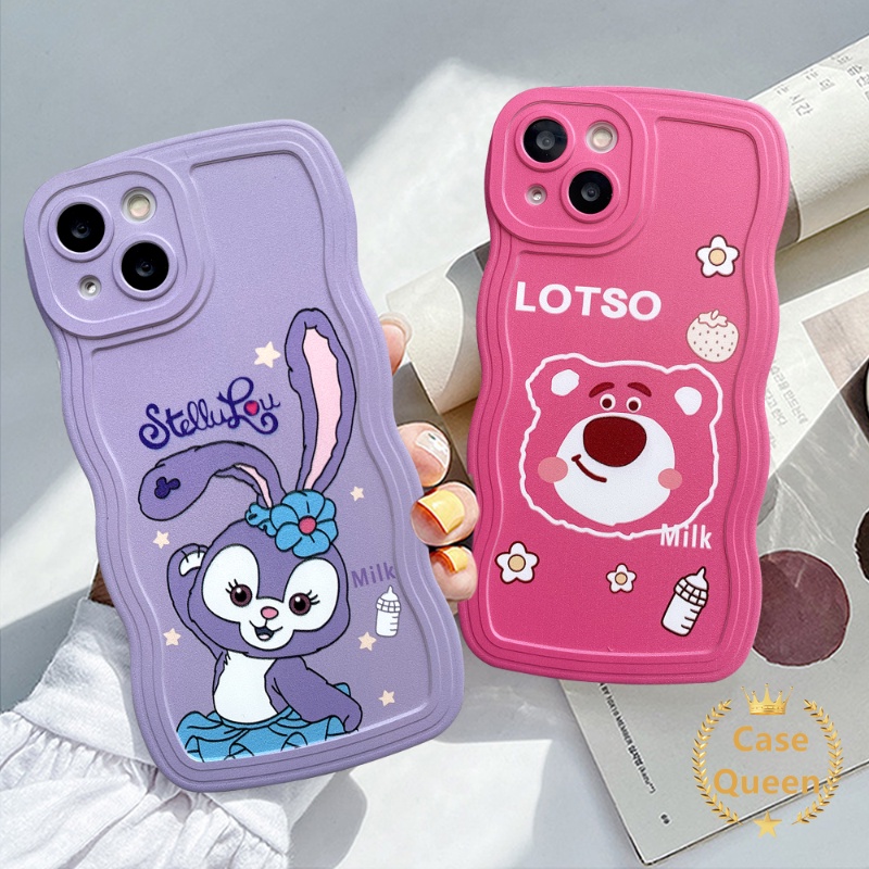 Casing Beruang Strawberry Realme C53 10 C15 C21Y C30 C25Y C25 C35 C12 C11 C25s C33 8i 8 9 8pro 9i 5 6i 5i 9pro+7 7i C3 C1 C20A C20 C11 2021 C20A Kartun StellaLou Soft Wavy Edge Case