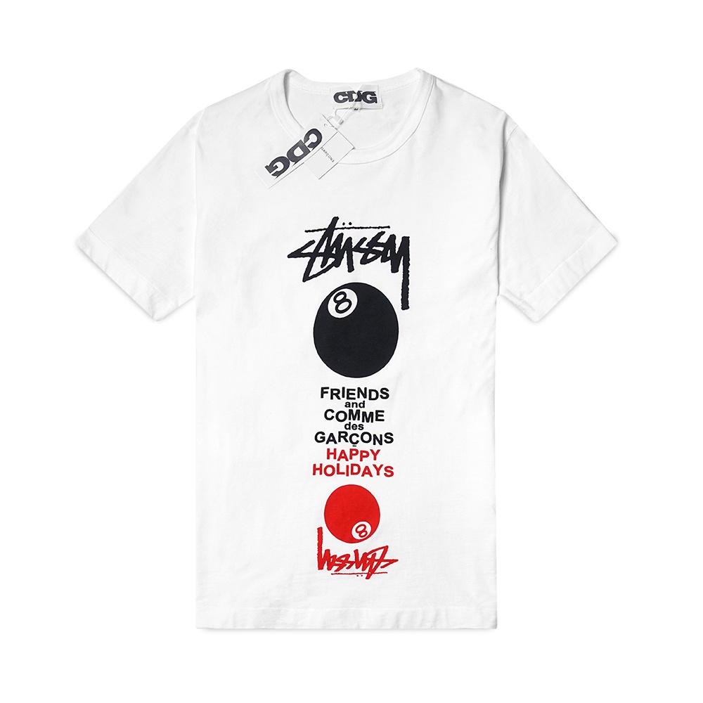 CDG X Stussy Happy Holidays T-Shirt White