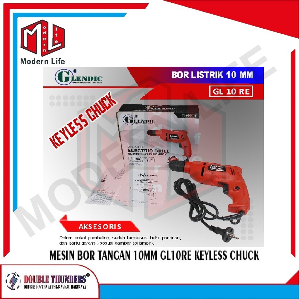 Glendic GL10RE KEYLESS WATERPAS Mesin Bor Listrik / Mesin Bor 10mm GL