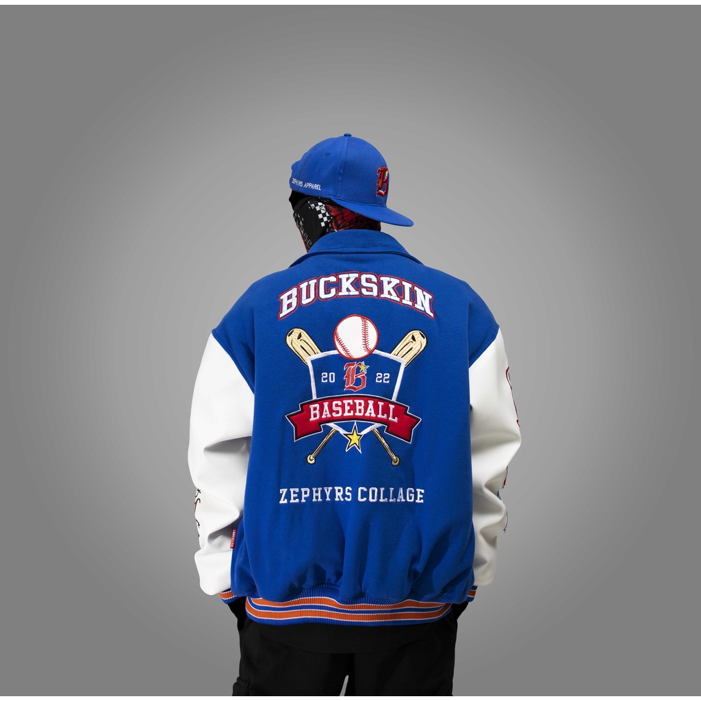 VARSITY JACKET Blue Buckskin Bordir Bear