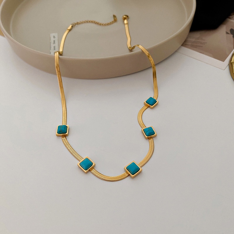 Kalung gelang gepeng batu tosca titanium anti karat harga grosir bisa cod