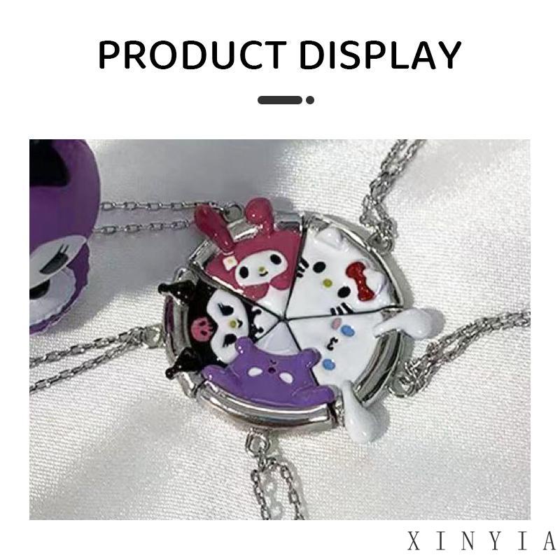 【Bayar di tempat】Kalung Liontin Kartun Sanrio Magnetik Suction Pizza Kuromi Melody Untuk Hadiah