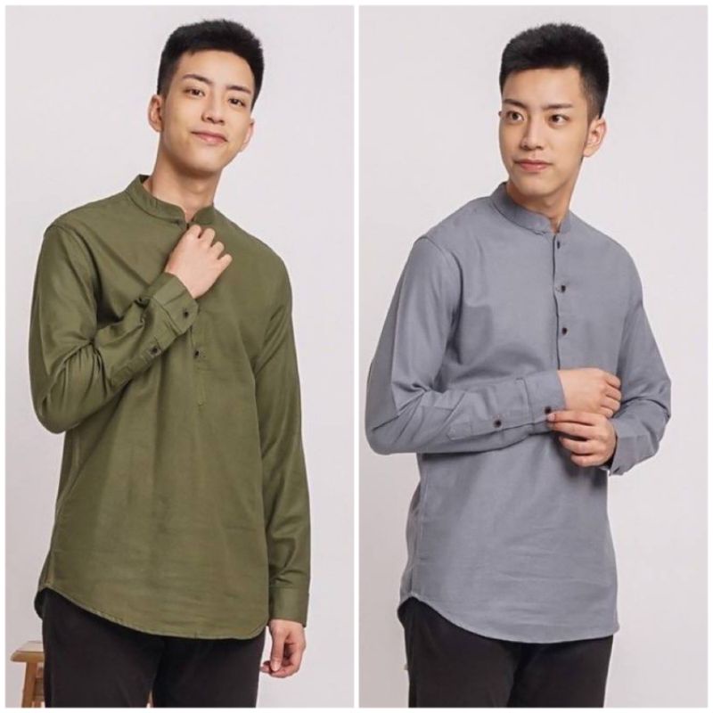 Koko kurta baju pria dewasa lengan panjang, Kemeja Koko kemko kerah Shanghai, Baju Koko Dewasa Lenga
