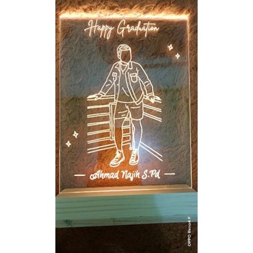 Lampu Akrilik Custom A5 Acrylic Lettering Led Kado Wisuda