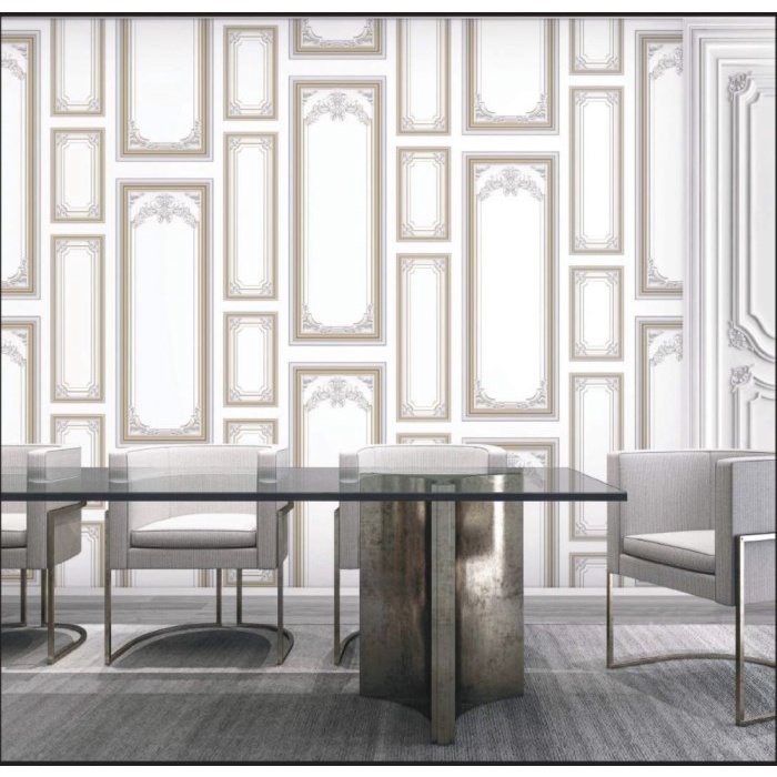 Wallpaper Dinding Korea Motif Wall Moulding 3D Visual Roll Besar
